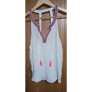 Aeropostale Womens Tank Top Size Medium Top Boho Hippie White And Pink...